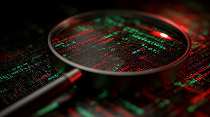 Cybersecurity Antivirus Protection Digital Scanning Concept with Magnifying Glass