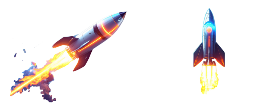 Sat of   Sat of Futuristic Rocket Takeoff – New Startup Success Concept PNG