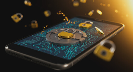 An artistic rendering that brings to light the vital concept of data protection in the digital landscape. With padlocks.