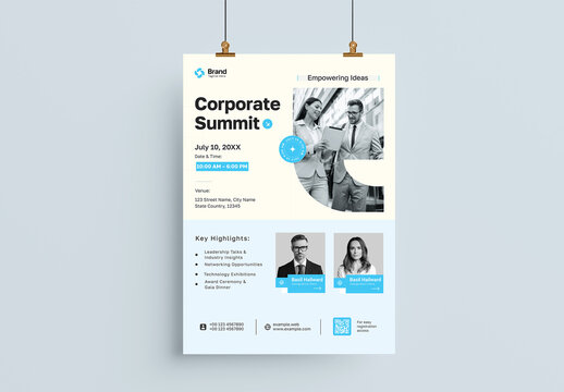 Modern Corporate Summit & Leadership Event Poster Template