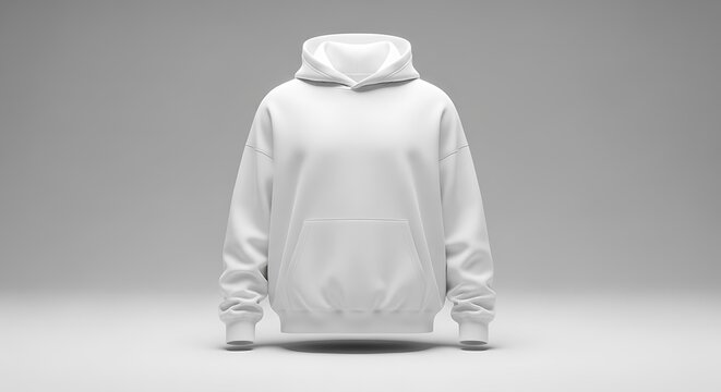 White hoodie on a white background in studio shot