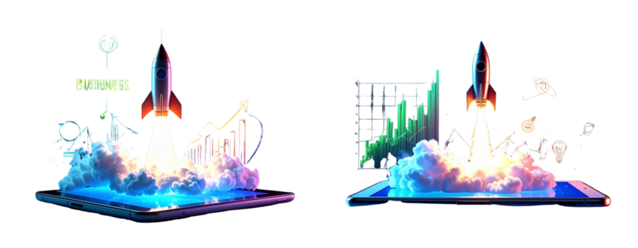 Sat of   Sat of Startup Rocket Launch – Business Growth and Innovation PNG 