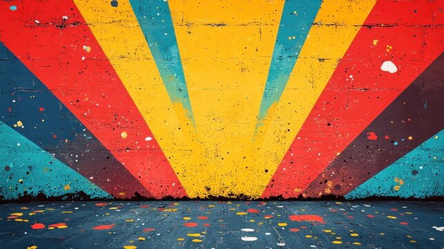 Vibrant colors burst from the wall, creating an energetic atmosphere in the city