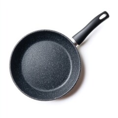 Non-stick frying pan with black marble coating and ergonomic handle for cooking and frying in a kitchen setting