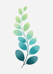 Branch with gradient leaves representing nature and growth