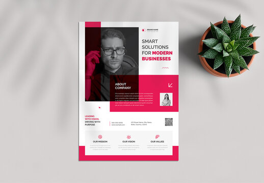 Corporate Business Service Flyer Template with Red Accents