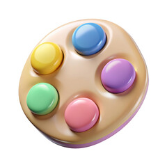 Playful palette of colorful paint rounded shapes pastel colors glossy finish creative art and design isolated on high quality 3d rendering icon