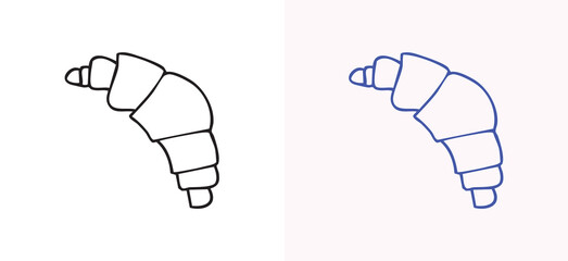 A minimalist hand-drawn croissant icon in line art style. This elegant design is perfect for bakery branding, food packaging, or any culinary-related projects. Clean and stylish.
