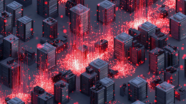 Cyber Attack Visualization - DDoS Network Traffic Flooding Digital Security Threat