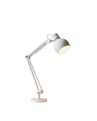 Modern white desk lamp with adjustable arm isolated
