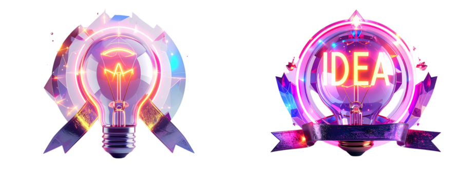 Sat of Cutting-Edge Breakthrough Idea – Futuristic Recognition Icon PNG  - Powered by Adobe