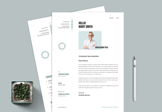 Minimalist Job Application Resume CV and Cover Letter Set Template