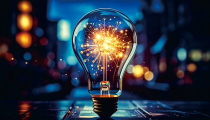 Glowing Innovation Concept with Bright Light Bulb