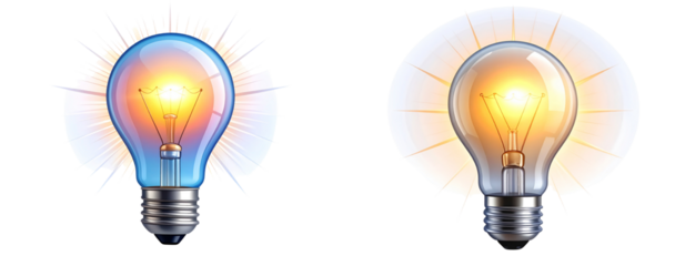 Sat of Glowing Lightbulb Inspiration – Bright Idea Concept PNG