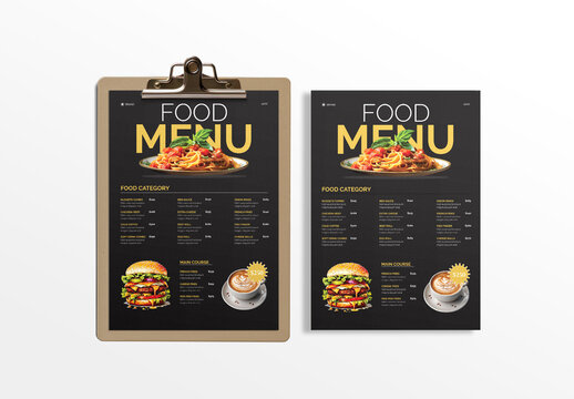 Dark & Modern Restaurant Fast Food Menu Template for Bar and Cafe