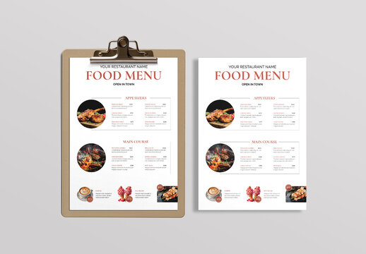 Food Menu Template for Restaurant and Cafe