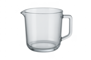 Empty transparent glass measuring jug on transparent background