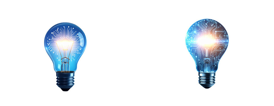 Sat of Modern Innovation Lamp – Creative Thinking Icon PNG - Powered by Adobe