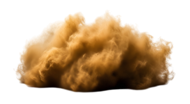 Large desert sandstorm isolated on transparent background, big dust cloud effect