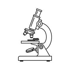 Microscope Line Icon – Minimal Scientific Instrument Vector for Laboratory, Biology, and Research Design