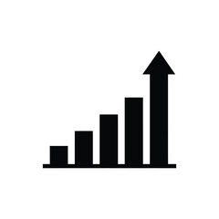 Growth Bar Chart Icon – Upward Arrow Business Success Symbol for Finance, Statistics, and Data Analytics