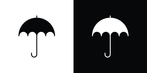 Umbrella icon in solid silhouette set. Vector Illustration.