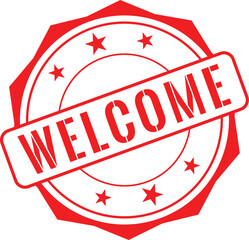 Welcome Stamp Design | Red Welcome Stamp Badge Isolated on White Background or Badge or Seal