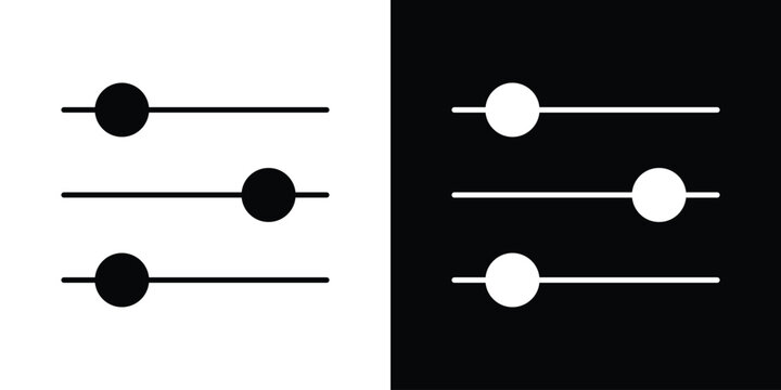 Settings sliders icon in solid silhouette set. Vector Illustration.