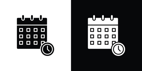 Schedule icon in solid silhouette set. Vector Illustration.