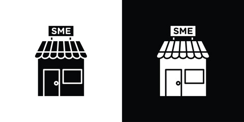 SME icon in solid silhouette set. Vector Illustration.