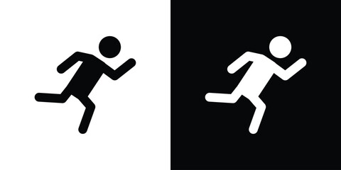 Running icon in solid silhouette set. Vector Illustration.