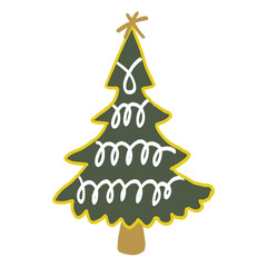 Doodle Christmas Tree with White Garland