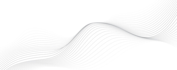 Abstract minimal clean wavy gray line flowing particles future technology concept abstract wave curve lines banner background.
