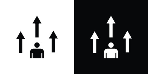 Personal development icon in solid silhouette set. Vector Illustration.