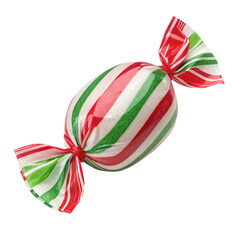 Brightly wrapped christmas candy single round hard sweet treat isolated festive holidays season confectionery sugar
