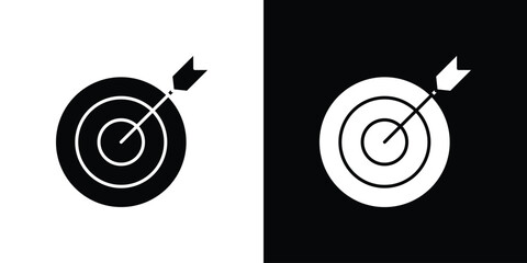 Objectives icon in solid silhouette set. Vector Illustration.