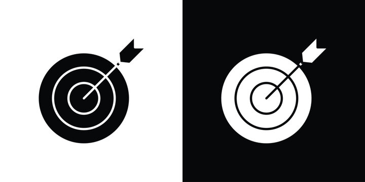 Objectives icon in solid silhouette set. Vector Illustration.