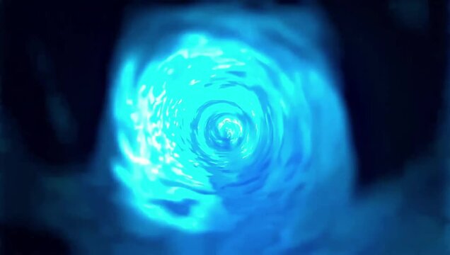Underwater cinematic view of a swirling water vortex, showing its conical spiral shape with dynamic motion and realistic fluid effects