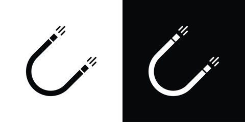 Magnet icon in solid silhouette set. Vector Illustration.