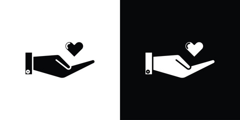 Love icon in solid silhouette set. Vector Illustration.