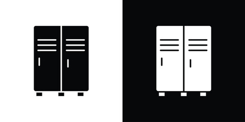 Locker icon in solid silhouette set. Vector Illustration.