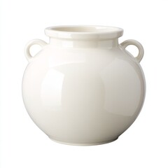 Elegant White Ceramic Vase with Smooth Surface and Artistic Handle Design for Home Decor and Modern Interiors