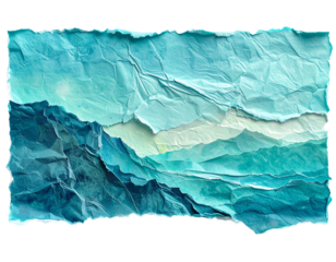 Torn Paper Collage Texture Background Teal Blue Artistic Design Layered Cutout Craft Scrapbooking Torn Edges Decorative Element Abstract Graphic Shape