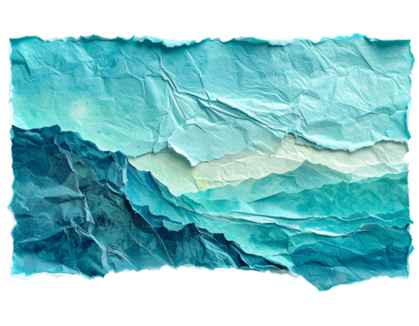 Torn Paper Collage Texture Background Teal Blue Artistic Design Layered Cutout Craft Scrapbooking Torn Edges Decorative Element Abstract Graphic Shape