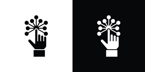 Interaction icon in solid silhouette set. Vector Illustration.