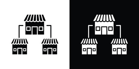 Obraz premium Franchise icon in solid silhouette set. Vector Illustration.