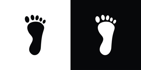 Footprint icon in solid silhouette set. Vector Illustration.