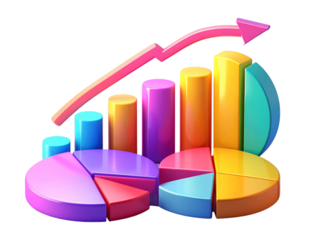  Modern Infographic Elements with Colorful Charts and Arrows – Transparent PNG Set 