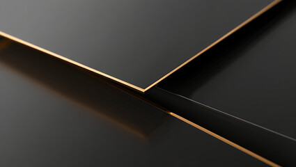 Close-up of a dark, glossy surface with a golden edge, creating a modern aesthetic.