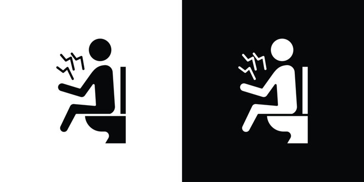 Diarrhea icon in solid silhouette set. Vector Illustration.